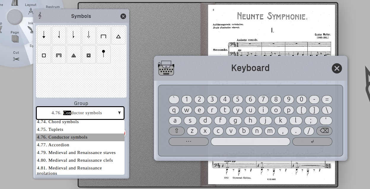 Progressive search narrowing the Symbols category list