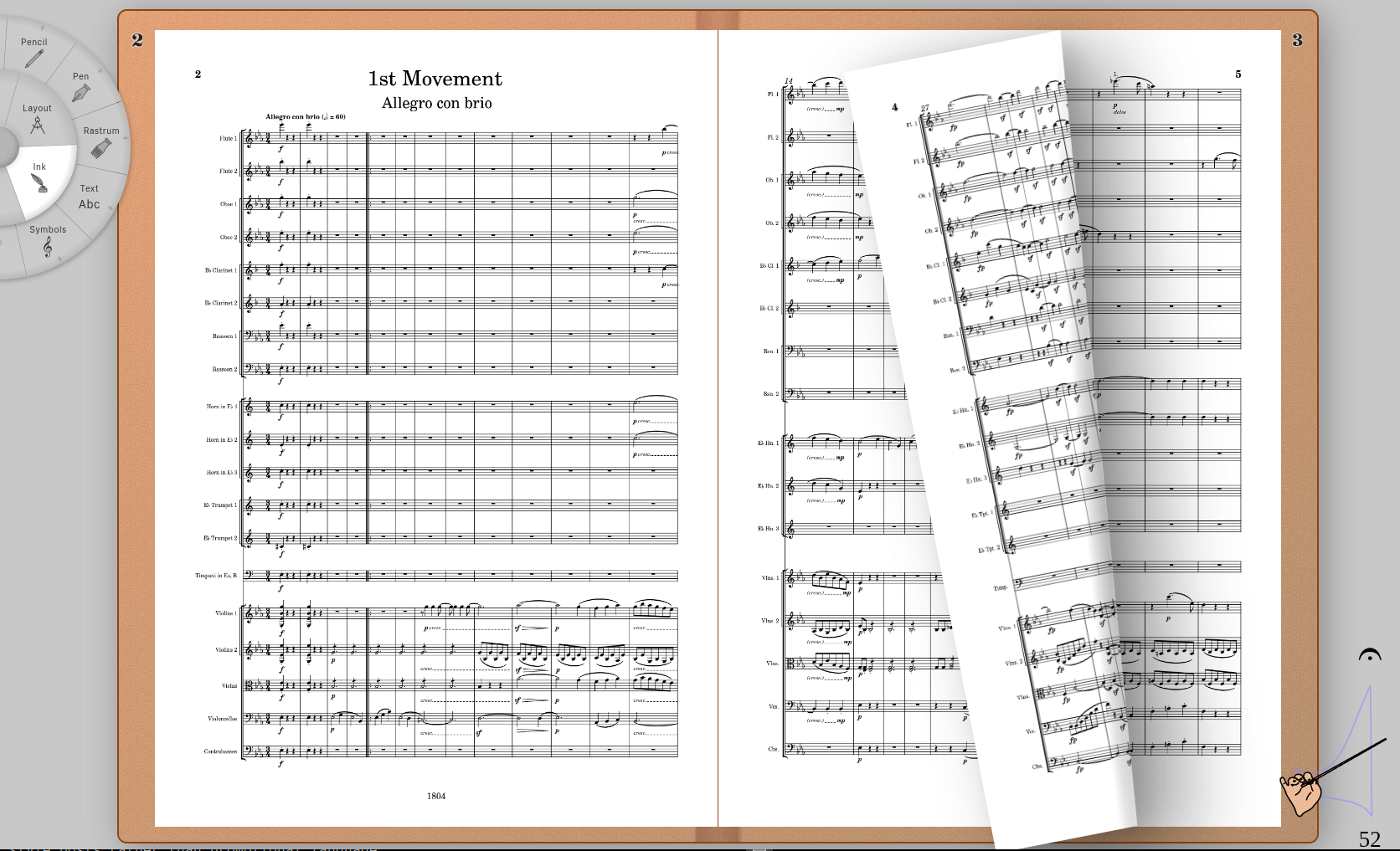 Podium Book Layout showing musical score
