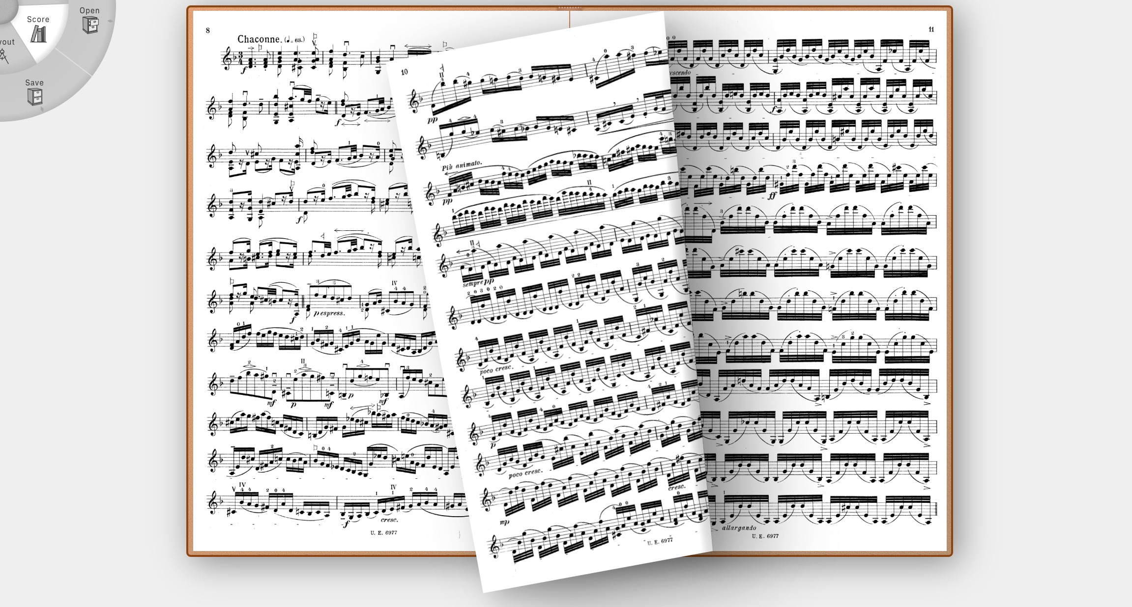 Score open in book layout